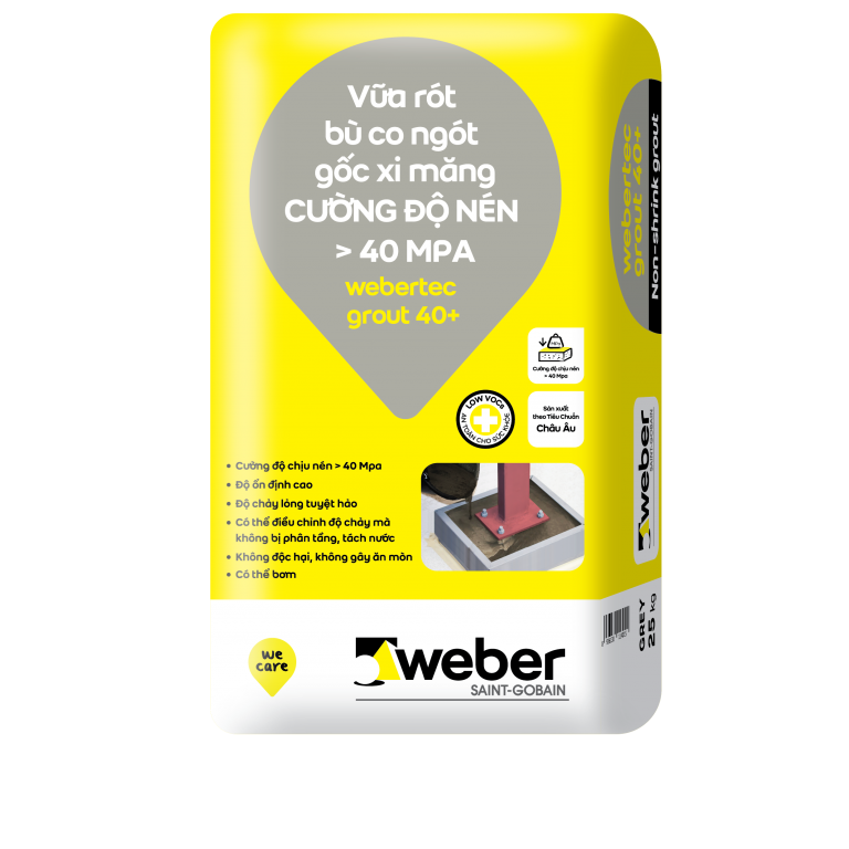 Vữa rót bù co ngót gốc xi măng webertec grout 40+